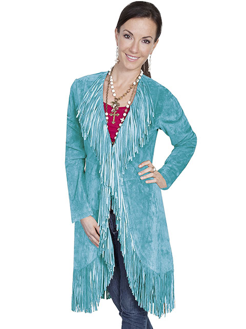 (image for) Ladies Suede Fringe Maxi Long Coat